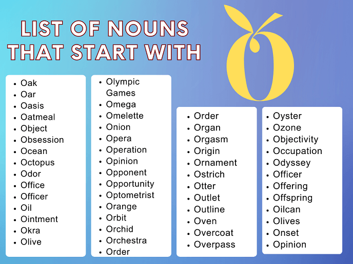 List of Nouns That Start With O