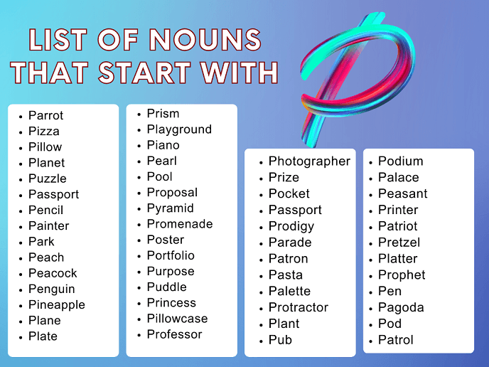 List of Nouns That Start With P