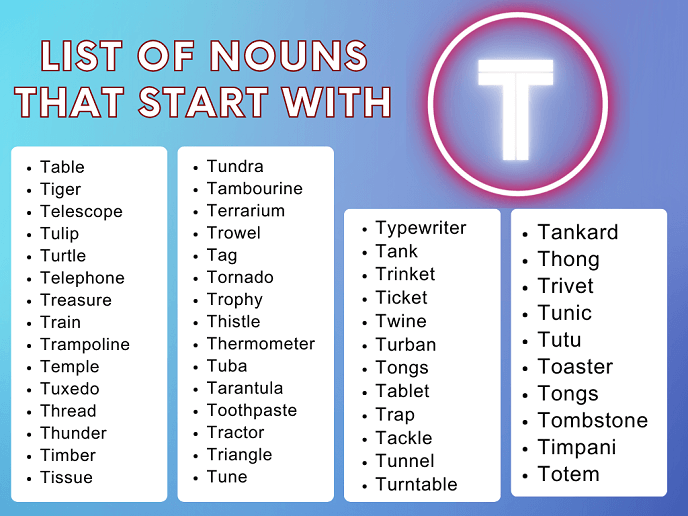 List of Nouns That Start With T