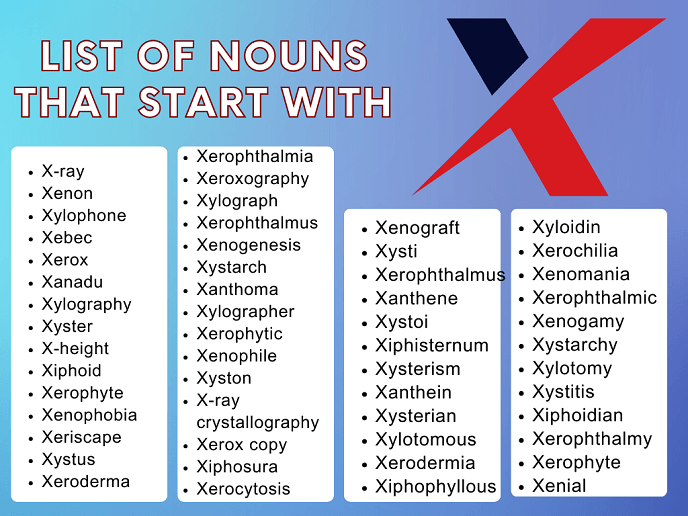 Nouns that start with X 