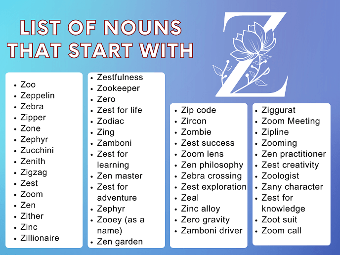 Nouns that start with Z 
