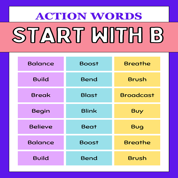 Action Words That Start With B 