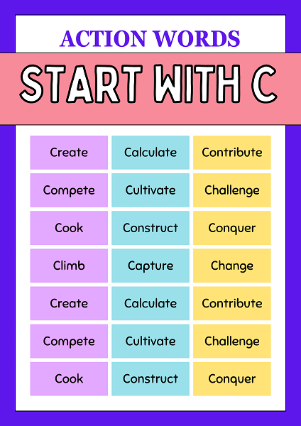 Action Words That Start With C 