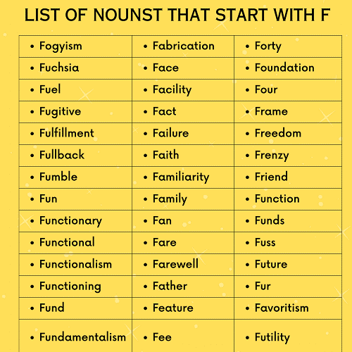 F Nouns 