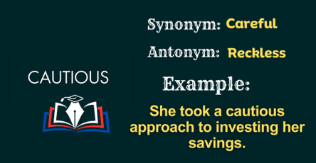 Cautious – Definition, Meaning, Synonyms & Antonyms