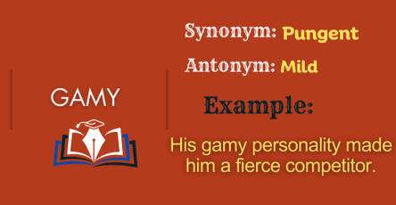 Gamy - Definition, Meaning, Synonyms & Antonyms