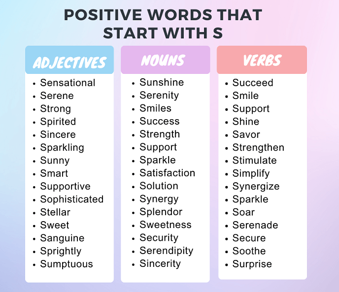 Positive Words Starting With S 