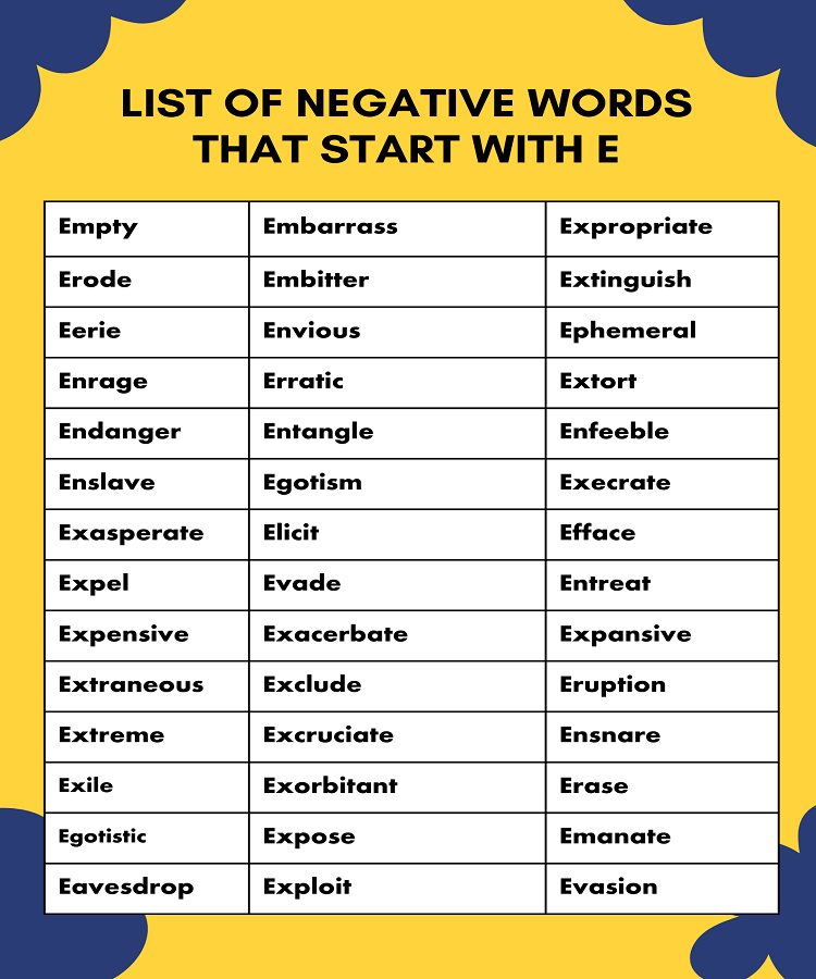 List of Negative Words That Start With E (With Definitions)