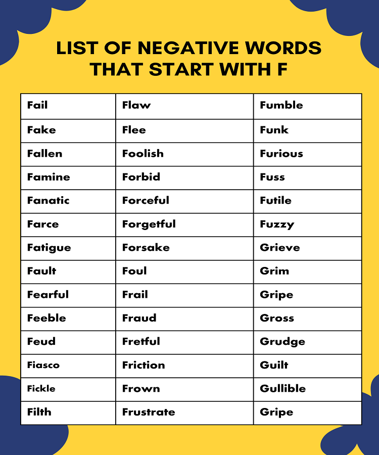 List of Negative Words That Begin With F