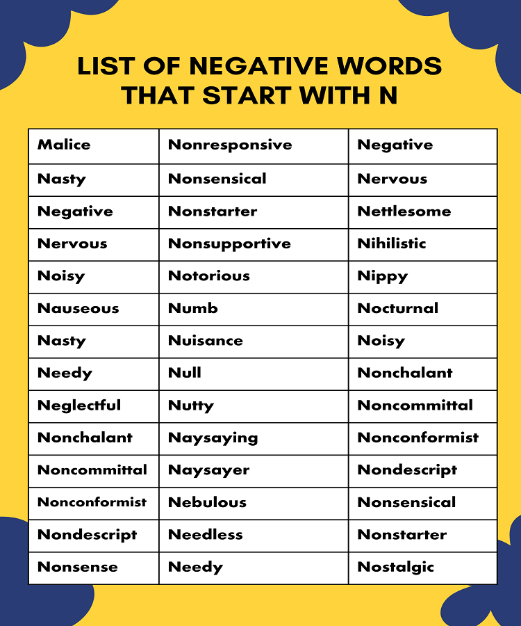 list of negative words that start with N