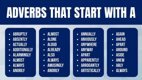 Adverbs that start with A